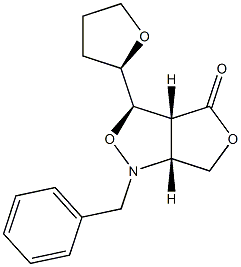 [3R,3aR,6aR]-3-[[(R)-Tetrahydrofuran]-2-yl]tetrahydro-1-benzyl-1H,4H-furo[3,4-c]isoxazol-4-one 구조식 이미지