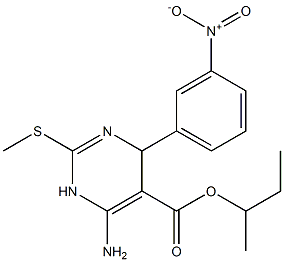 6-Amino-1,4-dihydro-2-methylthio-4-(3-nitrophenyl)pyrimidine-5-carboxylic acid sec-butyl ester Structure