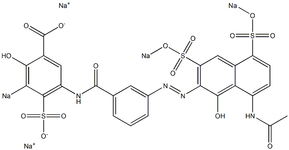 2-Hydroxy-3-sodiosulfo-5-[3-[[8-acetylamino-1-hydroxy-3,5-bis(sodiosulfo)-2-naphthalenyl]azo]benzoylamino]benzoic acid sodium salt Structure