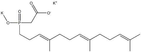 [[(3E,7E)-4,8,12-Trimethyltrideca-3,7,11-trienyl]potassiooxyphosphinyl]acetic acid potassium salt 구조식 이미지