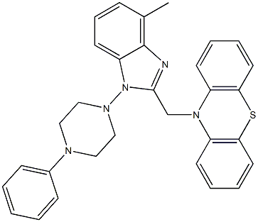 1-(4-Phenyl-1-piperazinyl)methyl-2-(10H-phenothiazin-10-ylmethyl)-1H-benzimidazole 구조식 이미지