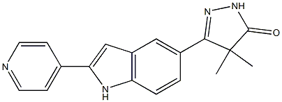 5-[2-(4-Pyridinyl)-1H-indol-5-yl]-4,4-dimethyl-2H-pyrazol-3(4H)-one 구조식 이미지