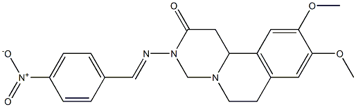 3-(4-Nitrobenzylideneamino)-9,10-dimethoxy-1,3,4,6,7,11b-hexahydro-2H-pyrimido[6,1-a]isoquinolin-2-one 구조식 이미지