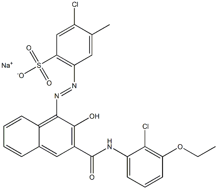 3-Chloro-4-methyl-6-[[3-[[(2-chloro-3-ethoxyphenyl)amino]carbonyl]-2-hydroxy-1-naphtyl]azo]benzenesulfonic acid sodium salt Structure