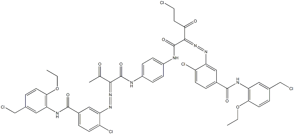 3,3'-[2-(Chloromethyl)-1,4-phenylenebis[iminocarbonyl(acetylmethylene)azo]]bis[N-[3-(chloromethyl)-6-ethoxyphenyl]-4-chlorobenzamide] 구조식 이미지