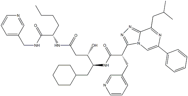 (2S)-2-[[(3S,4S)-4-[[(2S)-2-(8-Isobutyl-6-phenyl-1,2,4-triazolo[4,3-a]pyrazin-3-yl)-3-(3-pyridinyl)propanoyl]amino]-5-cyclohexyl-3-hydroxypentanoyl]amino]-N-(3-pyridinylmethyl)-5-methylpentanamide Structure