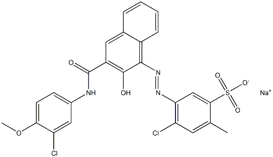 4-Chloro-2-methyl-5-[[3-[[(3-chloro-4-methoxyphenyl)amino]carbonyl]-2-hydroxy-1-naphtyl]azo]benzenesulfonic acid sodium salt Structure