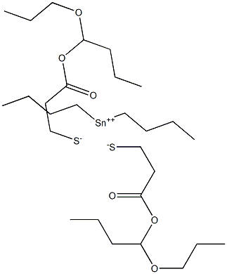 Dibutyltin(IV)bis[3-(1-propoxybutoxy)-3-oxopropane-1-thiolate] Structure