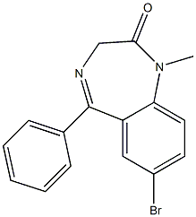 1-Methyl-5-phenyl-7-bromo-1,3-dihydro-2H-1,4-benzodiazepin-2-one 구조식 이미지