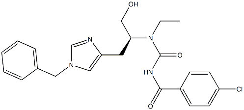 N-[(S)-2-(1-Benzyl-1H-imidazol-4-yl)1-hydroxymethylethyl]-N-ethyl-N'-(4-chlorobenzoyl)urea 구조식 이미지