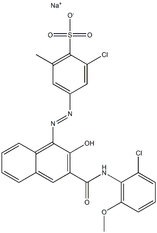 2-Chloro-6-methyl-4-[[3-[[(2-chloro-6-methoxyphenyl)amino]carbonyl]-2-hydroxy-1-naphtyl]azo]benzenesulfonic acid sodium salt Structure