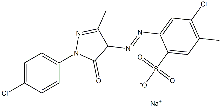 4-Chloro-2-[1-(p-chlorophenyl)-3-methyl-5-oxo-2-pyrazolin-4-ylazo]-5-methylbenzenesulfonic acid sodium salt Structure