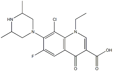 8-Chloro-1-ethyl-6-fluoro-1,4-dihydro-4-oxo-7-(3,5-dimethyl-1-piperazinyl)quinoline-3-carboxylic acid Structure