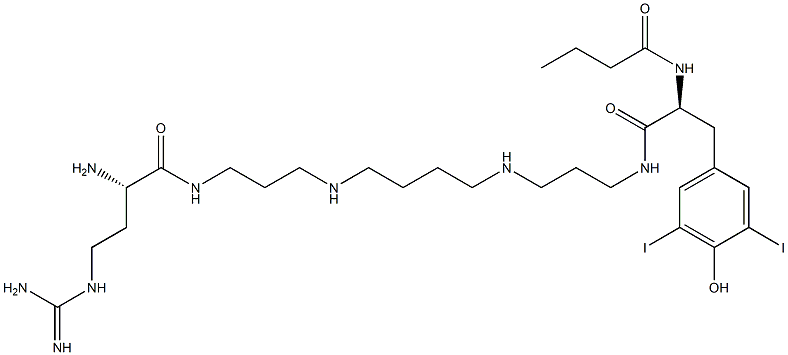 N-[3-[(S)-2-Butyrylamino-3-(4-hydroxy-3,5-diiodophenyl)propanoylamino]propyl]-N'-[3-[(S)-2-amino-4-guanidinobutyrylamino]propyl]butane-1,4-diamine Structure