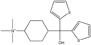 Trimethyl[4-(hydroxydi-2-thienylmethyl)cyclohexyl]aminium Structure