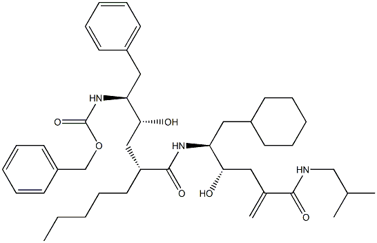 (4S,5S)-6-Cyclohexyl-5-[[(2R,4R,5S)-6-phenyl-5-(benzyloxycarbonylamino)-4-hydroxy-2-pentylhexanoyl]amino]-4-hydroxy-2-methylene-N-(2-methylpropyl)hexanamide 구조식 이미지