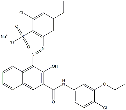 2-Chloro-4-ethyl-6-[[3-[[(4-chloro-3-ethoxyphenyl)amino]carbonyl]-2-hydroxy-1-naphtyl]azo]benzenesulfonic acid sodium salt Structure