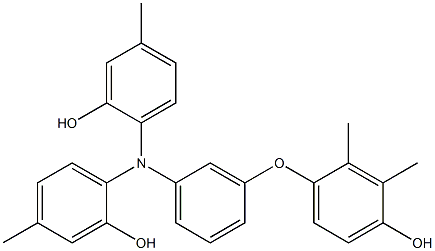 N,N-Bis(2-hydroxy-4-methylphenyl)-3-(4-hydroxy-2,3-dimethylphenoxy)benzenamine 구조식 이미지