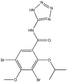 2-Isopropyloxy-3,5-dibromo-4-methoxy-N-(1H-tetrazol-5-yl)benzamide 구조식 이미지