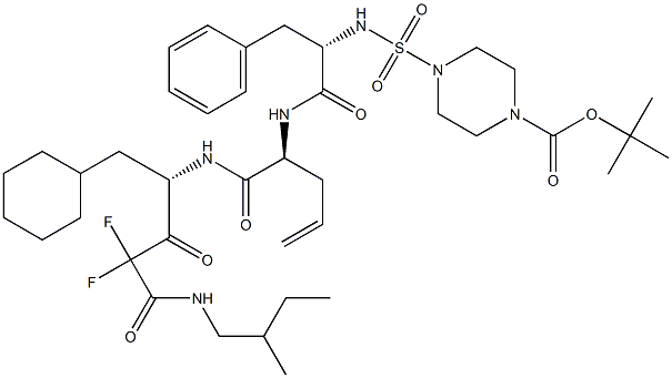 (4S)-4-[[(2S)-2-[2-(4-tert-Butoxycarbonyl-1-piperazinylsulfonyl)amino-3-phenylpropanoylamino]-4-pentenoyl]amino]-5-cyclohexyl-2,2-difluoro-3-oxo-N-[(S)-2-methylbutyl]pentanamide Structure
