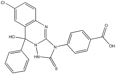 4-[[7-Chloro-1,2,3,9-tetrahydro-9-hydroxy-9-phenyl-2-thioxo[1,2,4]triazolo[5,1-b]quinazolin]-3-yl]benzoic acid 구조식 이미지