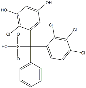 (2-Chloro-3,5-dihydroxyphenyl)(2,3,4-trichlorophenyl)phenylmethanesulfonic acid Structure