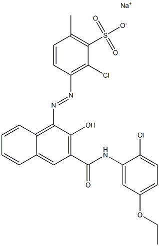 2-Chloro-6-methyl-3-[[3-[[(2-chloro-5-ethoxyphenyl)amino]carbonyl]-2-hydroxy-1-naphtyl]azo]benzenesulfonic acid sodium salt Structure