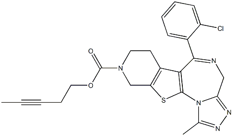 1-Methyl-6-(2-chlorophenyl)-9-[(3-pentynyloxy)carbonyl]-7,8,9,10-tetrahydro-4H-pyrido[4',3':4,5]thieno[3,2-f][1,2,4]triazolo[4,3-a][1,4]diazepine Structure