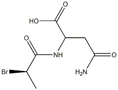 (R)-2-[(2-Bromopropionyl)amino]-3-(aminocarbonyl)propionic acid 구조식 이미지