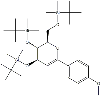 (4R,5R,6R)-5,6-Dihydro-2-(4-methoxyphenyl)-4,5-bis(tert-butyldimethylsilyloxy)-6-(tert-butyldimethylsilyloxymethyl)-4H-pyran 구조식 이미지