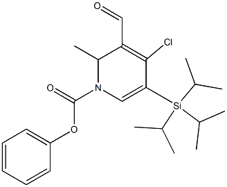 3-Formyl-4-chloro-1,2-dihydro-5-(triisopropylsilyl)-2-methylpyridine-1-carboxylic acid phenyl ester 구조식 이미지