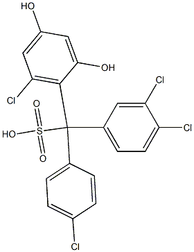 (4-Chlorophenyl)(3,4-dichlorophenyl)(6-chloro-2,4-dihydroxyphenyl)methanesulfonic acid 구조식 이미지