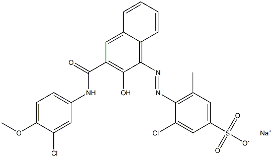 3-Chloro-5-methyl-4-[[3-[[(3-chloro-4-methoxyphenyl)amino]carbonyl]-2-hydroxy-1-naphtyl]azo]benzenesulfonic acid sodium salt 구조식 이미지