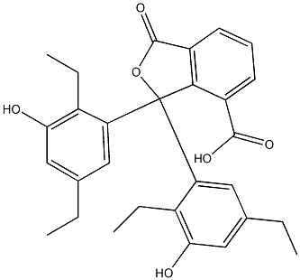 1,1-Bis(2,5-diethyl-3-hydroxyphenyl)-1,3-dihydro-3-oxoisobenzofuran-7-carboxylic acid 구조식 이미지