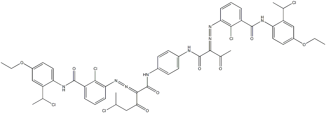 3,3'-[2-(1-Chloroethyl)-1,4-phenylenebis[iminocarbonyl(acetylmethylene)azo]]bis[N-[2-(1-chloroethyl)-4-ethoxyphenyl]-2-chlorobenzamide] Structure