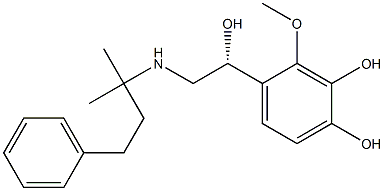 (R)-N-(1,1-Dimethyl-3-phenylpropyl)-2-hydroxy-2-(3,4-dihydroxy-2-methoxyphenyl)ethanamine 구조식 이미지