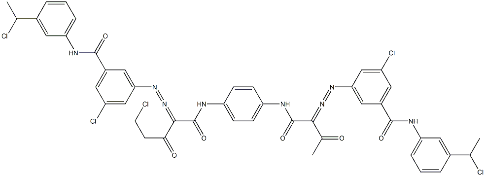 3,3'-[2-(Chloromethyl)-1,4-phenylenebis[iminocarbonyl(acetylmethylene)azo]]bis[N-[3-(1-chloroethyl)phenyl]-5-chlorobenzamide] Structure