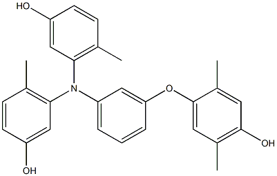 N,N-Bis(3-hydroxy-6-methylphenyl)-3-(4-hydroxy-2,5-dimethylphenoxy)benzenamine 구조식 이미지