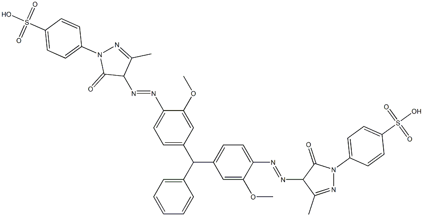 4,4'-[(Phenylmethylene)bis[(2-methoxy-4,1-phenylene)azo[(4,5-dihydro-3-methyl-5-oxo-1H-pyrazole)-4,1-diyl]]]bis(benzenesulfonic acid) Structure