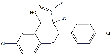 3-Chloro-3,4-dihydro-4-hydroxy-3-nitro-2-(4-chlorophenyl)-6-chloro-2H-1-benzopyran 구조식 이미지