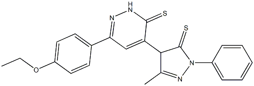 4-[(1-Phenyl-3-methyl-5-thioxo-4,5-dihydro-1H-pyrazol)-4-yl]-6-(4-ethoxyphenyl)pyridazine-3(2H)-thione Structure