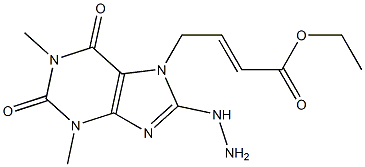 (E)-4-[[1,2,3,6-Tetrahydro-1,3-dimethyl-2,6-dioxo-8-hydrazino-7H-purin]-7-yl]-2-butenoic acid ethyl ester Structure