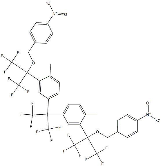 2,2-Bis[4-methyl-3-[2-(p-nitrobenzyloxy)-1,1,1,3,3,3-hexafluoropropan-2-yl]phenyl]-1,1,1,3,3,3-hexafluoropropane 구조식 이미지