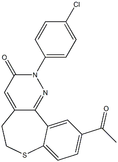 10-Acetyl-2-(4-chlorophenyl)-5,6-dihydro[1]benzothiepino[5,4-c]pyridazin-3(2H)-one 구조식 이미지