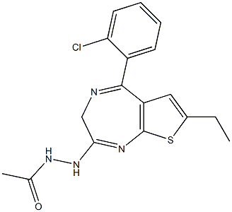 2-(2-Acetylhydrazino)-5-(o-chlorophenyl)-7-ethyl-3H-thieno[2,3-e]-1,4-diazepine 구조식 이미지