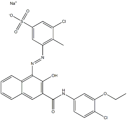 3-Chloro-4-methyl-5-[[3-[[(4-chloro-3-ethoxyphenyl)amino]carbonyl]-2-hydroxy-1-naphtyl]azo]benzenesulfonic acid sodium salt 구조식 이미지