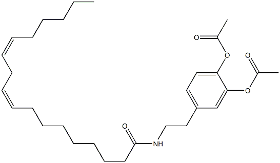 Diacetic acid 4-[2-[[(9Z,12Z)-1-oxo-9,12-octadecadienyl]amino]ethyl]-1,2-phenylene ester 구조식 이미지