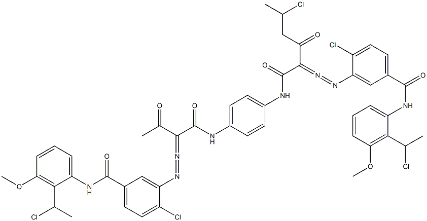 3,3'-[2-(1-Chloroethyl)-1,4-phenylenebis[iminocarbonyl(acetylmethylene)azo]]bis[N-[2-(1-chloroethyl)-3-methoxyphenyl]-4-chlorobenzamide] Structure