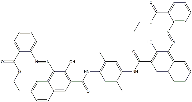 N,N'-(2,5-Dimethyl-1,4-phenylene)bis[4-[[2-(ethoxycarbonyl)phenyl]azo]-3-hydroxy-2-naphthalenecarboxamide] 구조식 이미지