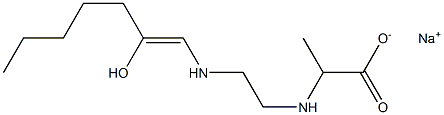 2-[N-[2-[N-(2-Hydroxy-1-heptenyl)amino]ethyl]amino]propionic acid sodium salt 구조식 이미지